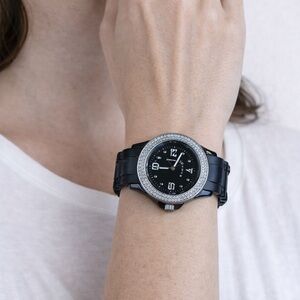 Luxury Black Smartwatch with Silver Accents